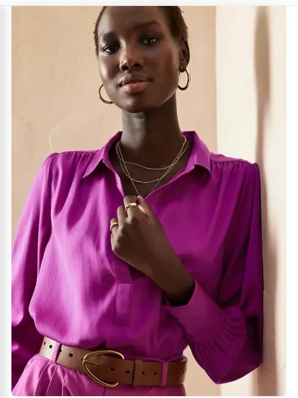 Banana Republic Vibrant magenta Button-Down Blouse
